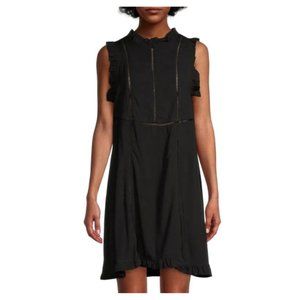 Aurum NWT Women's Black Ruffle Sleeveless Cutout Shift Mini Dress, Size 8